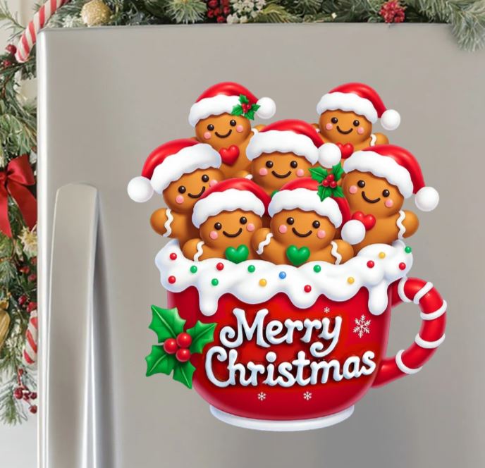 Merry Christmas Verlen - Personalized Gingerbread Family Decal