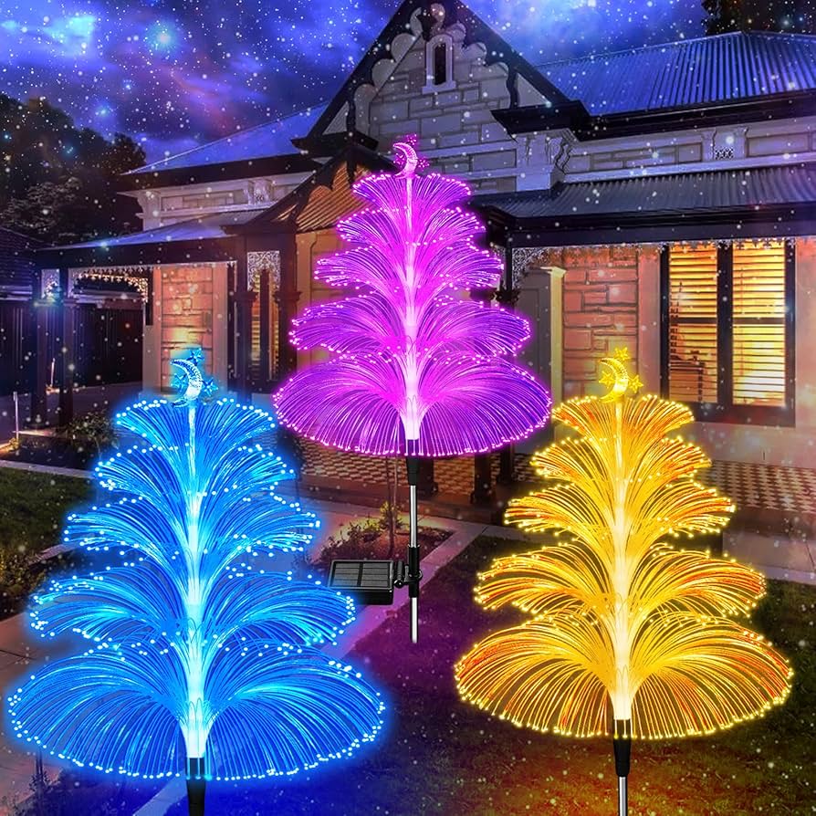 🎄7 Color Changing Solar Christmas Trees Lights